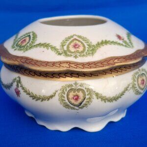 Antique Moritz Zdekauer Pink Rose Porcelain Hair Receiver